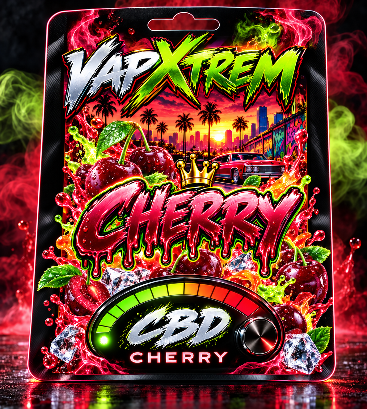 Packaging vapxtrem Cherry, mockup de pré-lancement